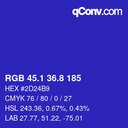 カラーコード: RGB 45.1 36.8 185 | qconv.com