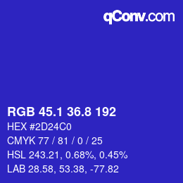 カラーコード: RGB 45.1 36.8 192 | qconv.com