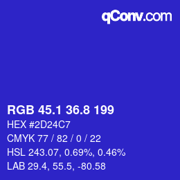 カラーコード: RGB 45.1 36.8 199 | qconv.com