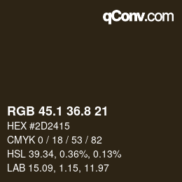 Color code: RGB 45.1 36.8 21 | qconv.com