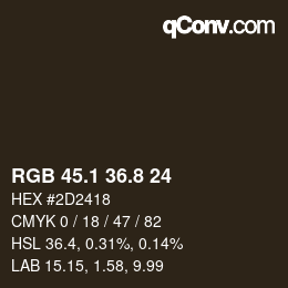Color code: RGB 45.1 36.8 24 | qconv.com