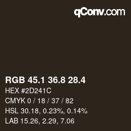 カラーコード: RGB 45.1 36.8 28.4 | qconv.com