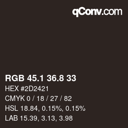 Color code: RGB 45.1 36.8 33 | qconv.com