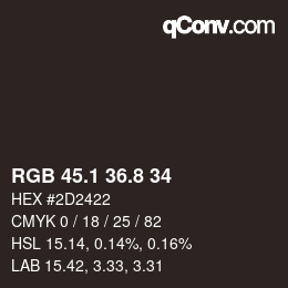 カラーコード: RGB 45.1 36.8 34 | qconv.com