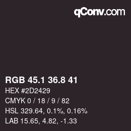 Color code: RGB 45.1 36.8 41 | qconv.com