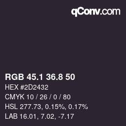 Color code: RGB 45.1 36.8 50 | qconv.com
