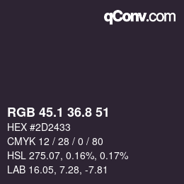 カラーコード: RGB 45.1 36.8 51 | qconv.com