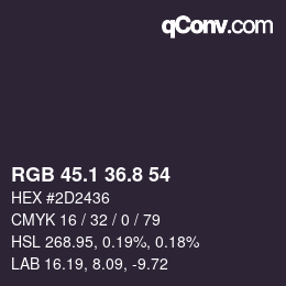 カラーコード: RGB 45.1 36.8 54 | qconv.com