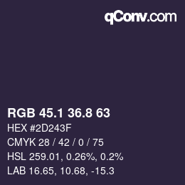 Color code: RGB 45.1 36.8 63 | qconv.com