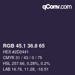 カラーコード: RGB 45.1 36.8 65 | qconv.com