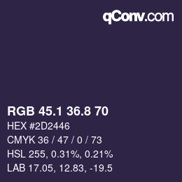 カラーコード: RGB 45.1 36.8 70 | qconv.com