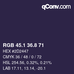 カラーコード: RGB 45.1 36.8 71 | qconv.com