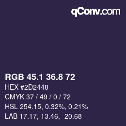 カラーコード: RGB 45.1 36.8 72 | qconv.com