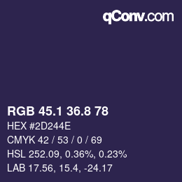 Color code: RGB 45.1 36.8 78 | qconv.com