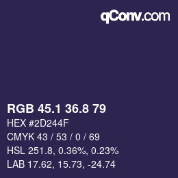 Color code: RGB 45.1 36.8 79 | qconv.com