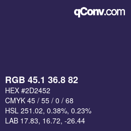 Color code: RGB 45.1 36.8 82 | qconv.com
