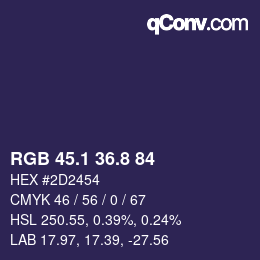 Color code: RGB 45.1 36.8 84 | qconv.com