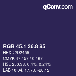 カラーコード: RGB 45.1 36.8 85 | qconv.com