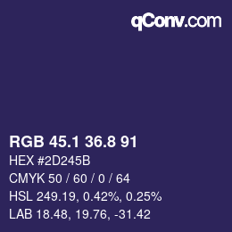 Color code: RGB 45.1 36.8 91 | qconv.com