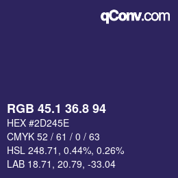 カラーコード: RGB 45.1 36.8 94 | qconv.com