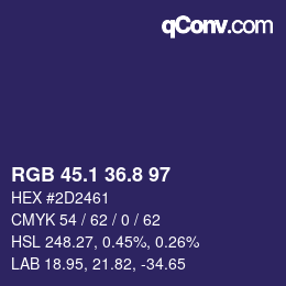 カラーコード: RGB 45.1 36.8 97 | qconv.com