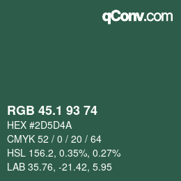 カラーコード: RGB 45.1 93 74 | qconv.com