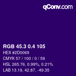 カラーコード: RGB 45.3 0.4 105 | qconv.com