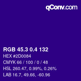 カラーコード: RGB 45.3 0.4 132 | qconv.com