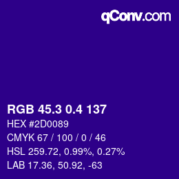カラーコード: RGB 45.3 0.4 137 | qconv.com
