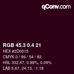 カラーコード: RGB 45.3 0.4 21 | qconv.com