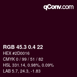 カラーコード: RGB 45.3 0.4 22 | qconv.com