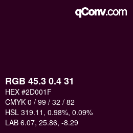 カラーコード: RGB 45.3 0.4 31 | qconv.com