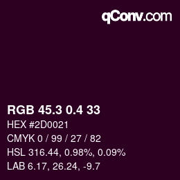 カラーコード: RGB 45.3 0.4 33 | qconv.com
