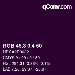 カラーコード: RGB 45.3 0.4 50 | qconv.com