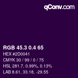 カラーコード: RGB 45.3 0.4 65 | qconv.com
