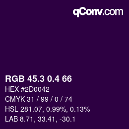 カラーコード: RGB 45.3 0.4 66 | qconv.com