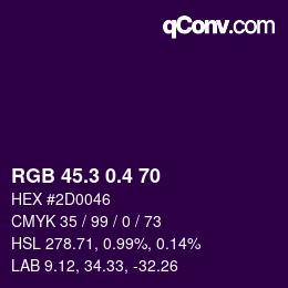 カラーコード: RGB 45.3 0.4 70 | qconv.com