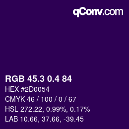 カラーコード: RGB 45.3 0.4 84 | qconv.com