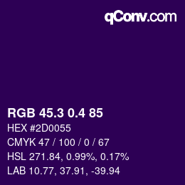カラーコード: RGB 45.3 0.4 85 | qconv.com