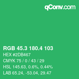 カラーコード: RGB 45.3 180.4 103 | qconv.com
