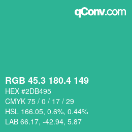 カラーコード: RGB 45.3 180.4 149 | qconv.com