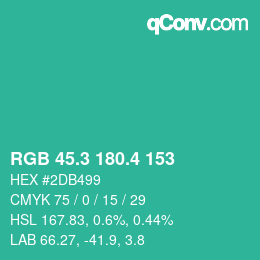 カラーコード: RGB 45.3 180.4 153 | qconv.com