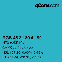 カラーコード: RGB 45.3 180.4 199 | qconv.com