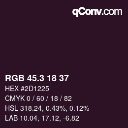 カラーコード: RGB 45.3 18 37 | qconv.com