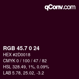 カラーコード: RGB 45.7 0 24 | qconv.com