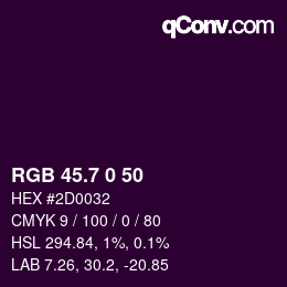 カラーコード: RGB 45.7 0 50 | qconv.com