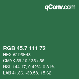 カラーコード: RGB 45.7 111 72 | qconv.com