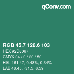 カラーコード: RGB 45.7 128.6 103 | qconv.com