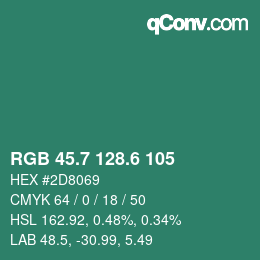カラーコード: RGB 45.7 128.6 105 | qconv.com