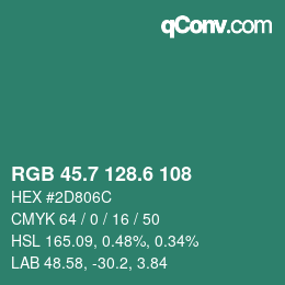 カラーコード: RGB 45.7 128.6 108 | qconv.com